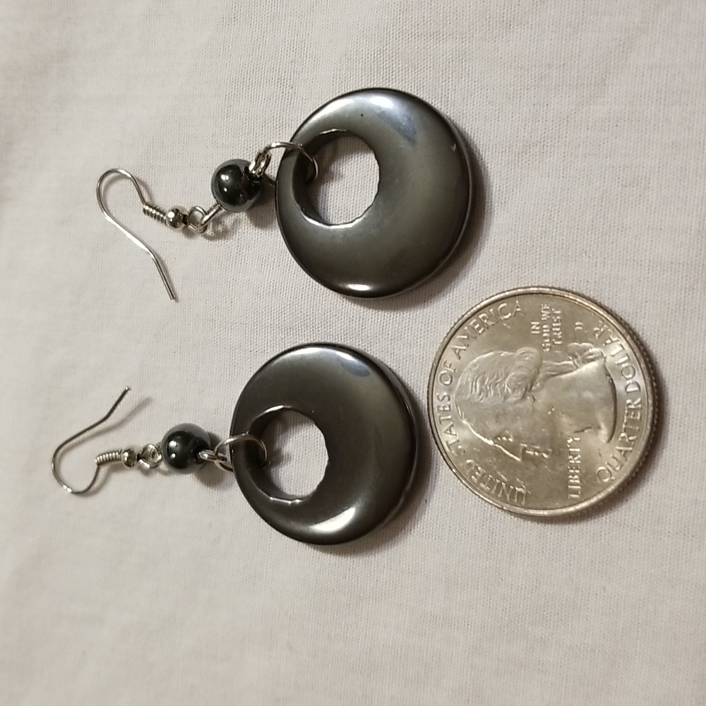 Hematite Stone Dangly Earrings - Picture 5 of 5